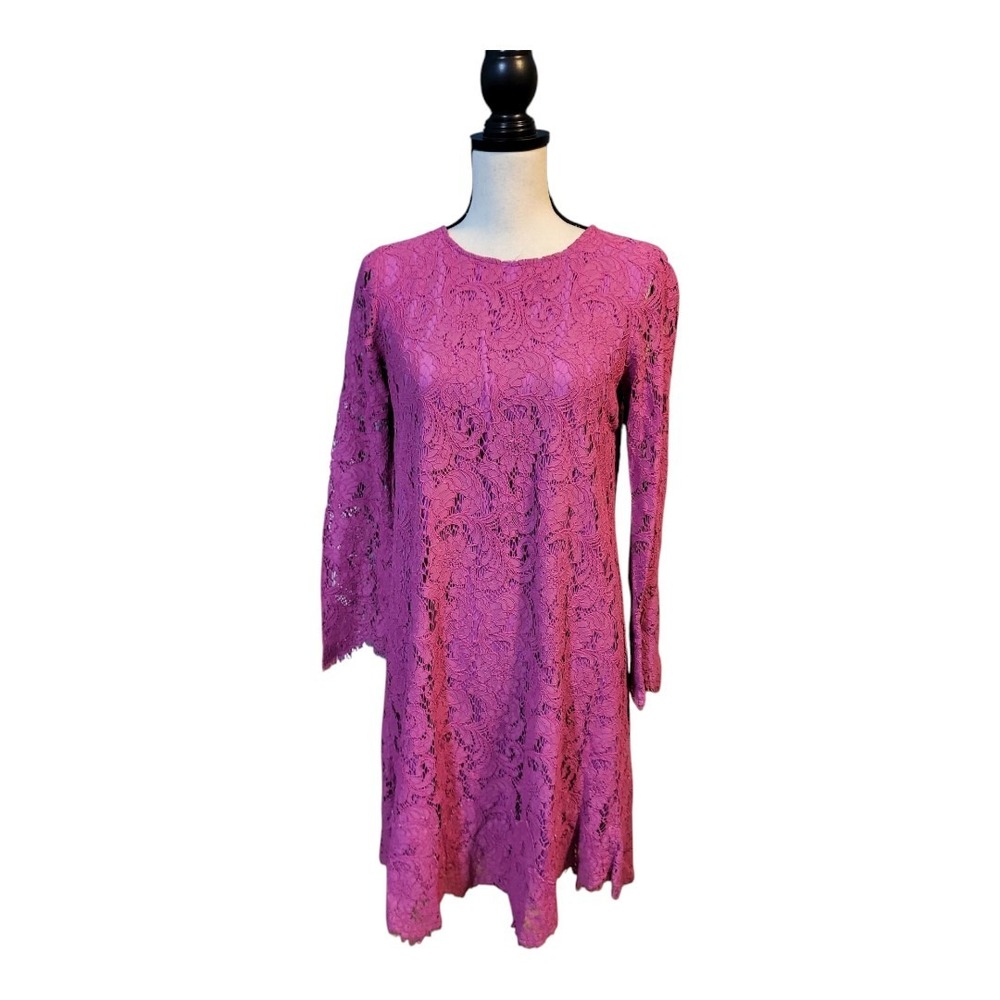 💕ADAM LIPPES collective magenta lace long sleeve dress